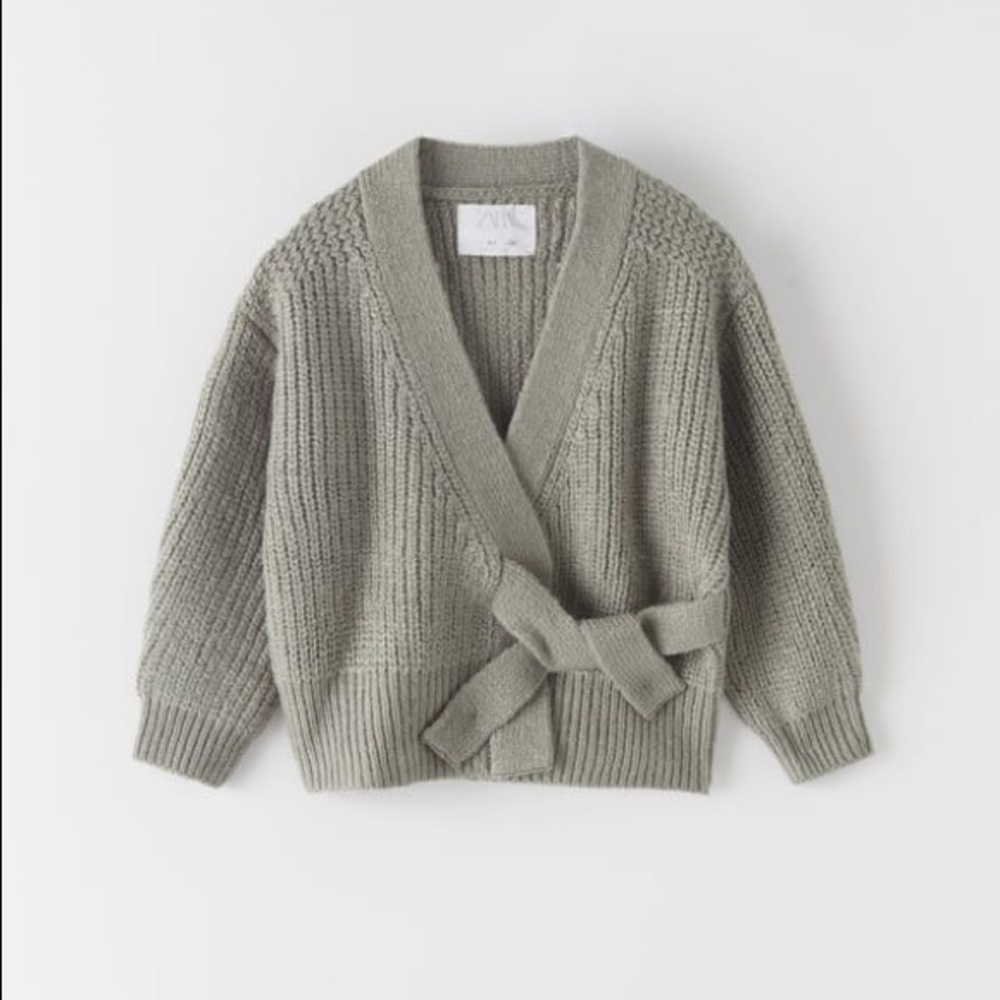 Zara wrap toe cardigan in olive green